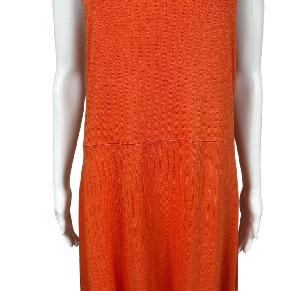 Gudrun Sjogen Sleeveless Midi Dress Medium Orange Cactus Stretch Scoop Scandi - Picture 10 of 16